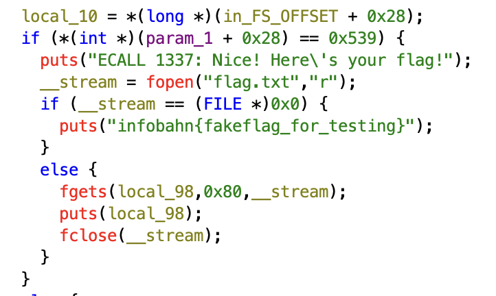Ghidra ecall_handler function decompilation